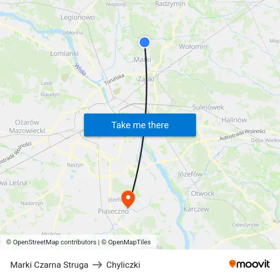 Marki Czarna Struga to Chyliczki map