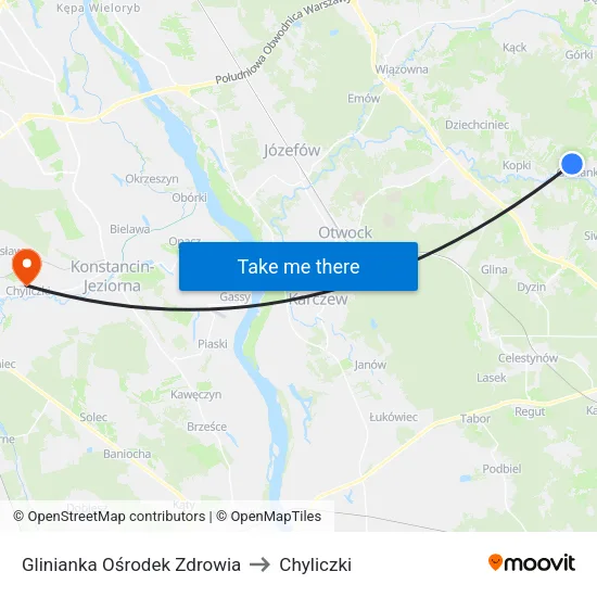 Glinianka Ośrodek Zdrowia to Chyliczki map