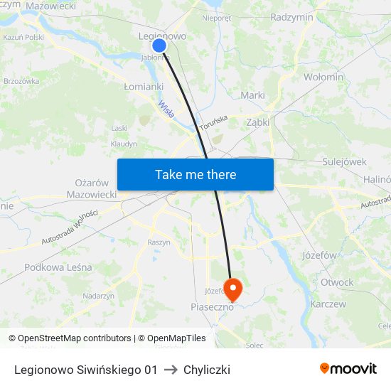 Legionowo Siwińskiego 01 to Chyliczki map