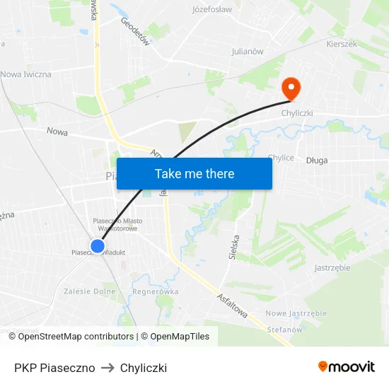 PKP Piaseczno to Chyliczki map