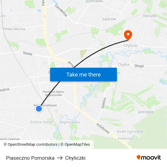 Piaseczno Pomorska to Chyliczki map