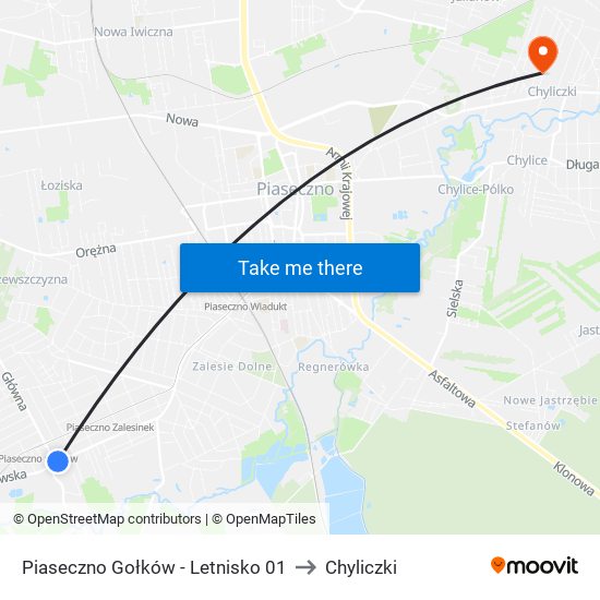 Piaseczno Gołków - Letnisko 01 to Chyliczki map