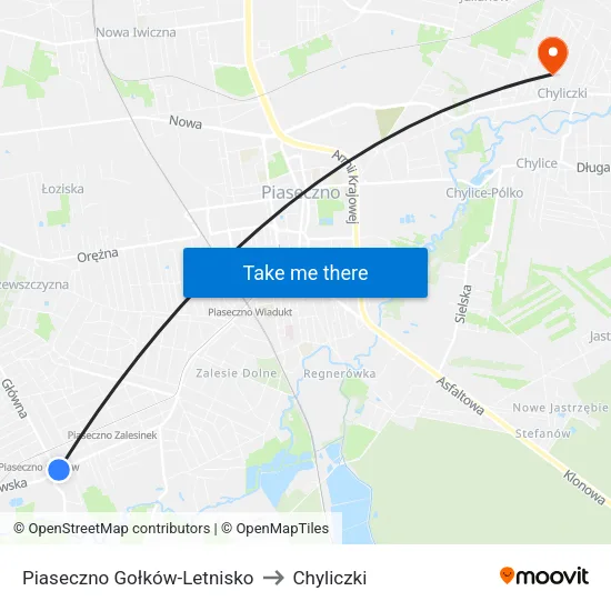 Piaseczno Gołków - Letnisko to Chyliczki map