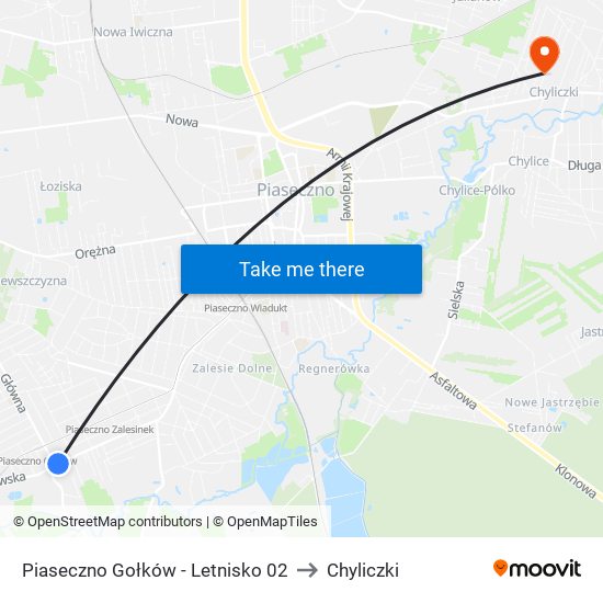 Piaseczno Gołków-Letnisko to Chyliczki map