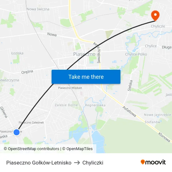 Piaseczno Gołków - Letnisko to Chyliczki map