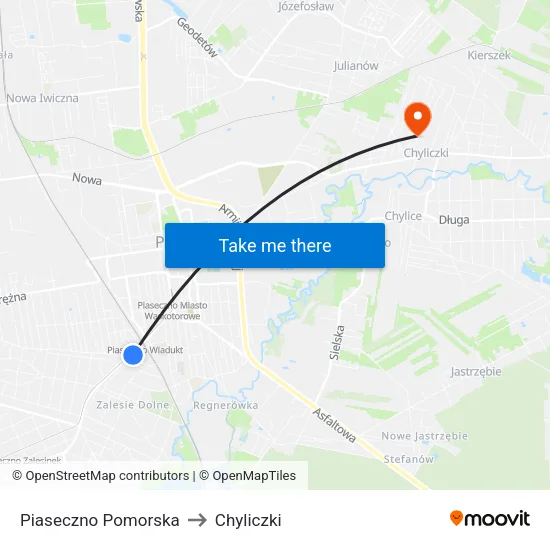Piaseczno Pomorska to Chyliczki map