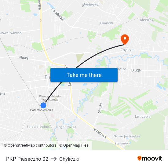 PKP Piaseczno 02 to Chyliczki map