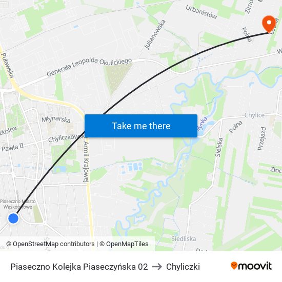 Piaseczno Kolejka Piaseczyńska 02 to Chyliczki map