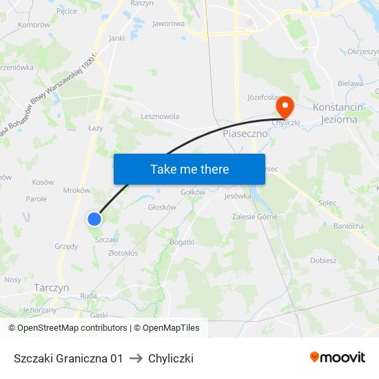 Szczaki Graniczna 01 to Chyliczki map