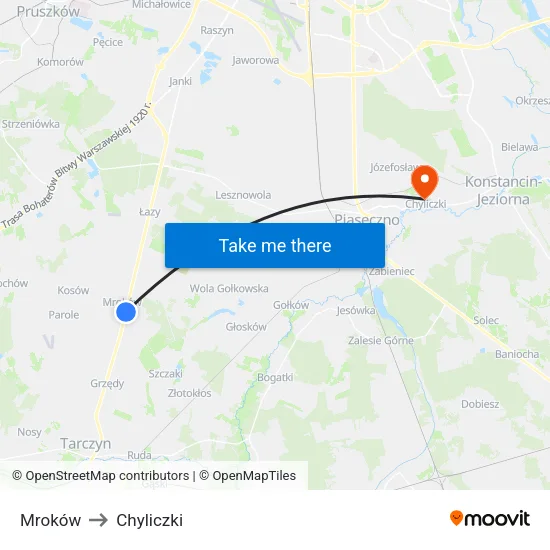 Mroków to Chyliczki map