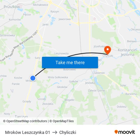 Mroków Leszczynka 01 to Chyliczki map