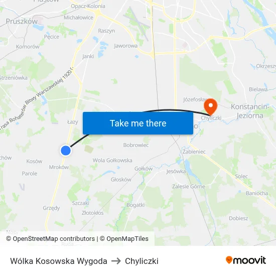 Wólka Kosowska Wygoda to Chyliczki map