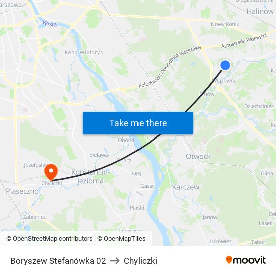 Boryszew Stefanówka 02 to Chyliczki map