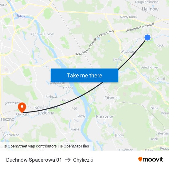 Duchnów Spacerowa 01 to Chyliczki map