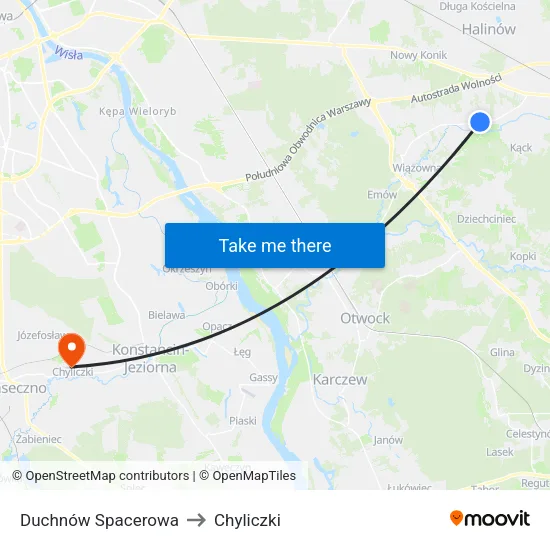 Duchnów Spacerowa to Chyliczki map