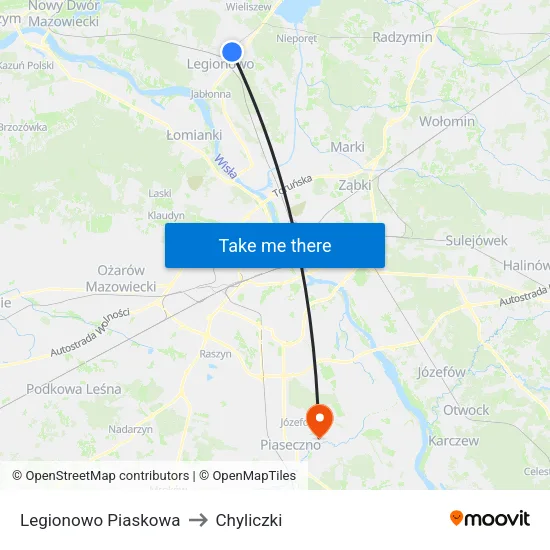 Legionowo Piaskowa to Chyliczki map