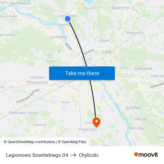 Legionowo Sowińskiego 04 to Chyliczki map