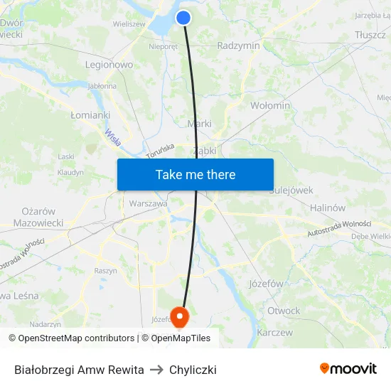 Białobrzegi Amw Rewita to Chyliczki map