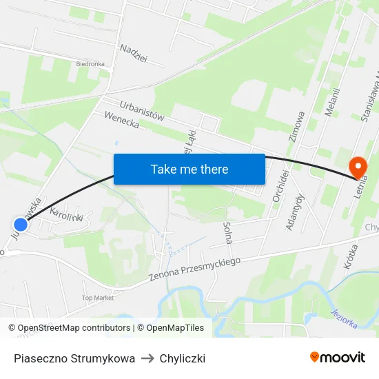 Piaseczno Strumykowa to Chyliczki map