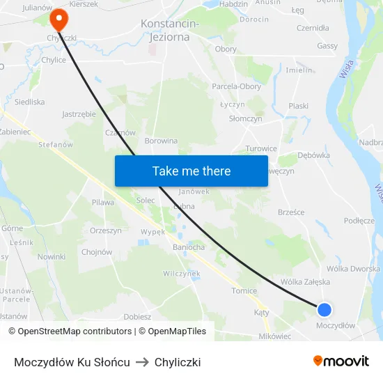 Moczydłów Ku Słońcu to Chyliczki map