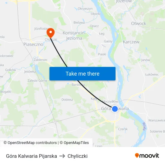 Góra Kalwaria Pijarska to Chyliczki map
