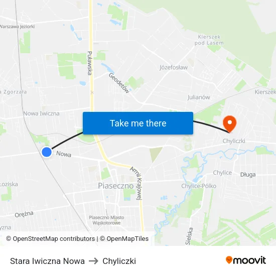 Stara Iwiczna Nowa to Chyliczki map