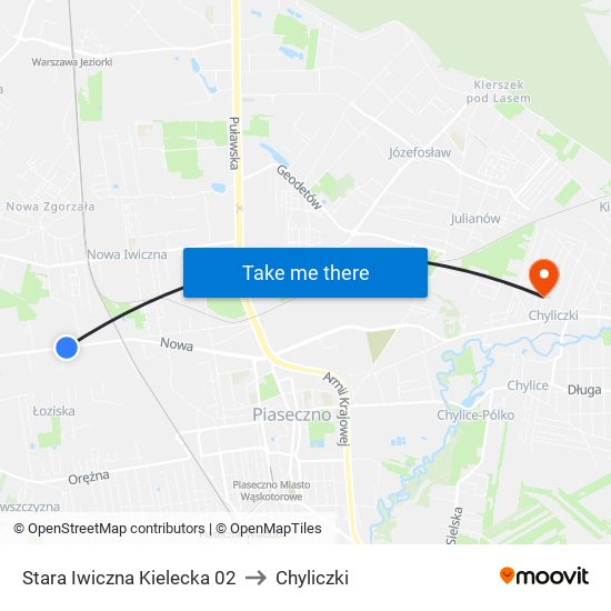 Stara Iwiczna Kielecka to Chyliczki map