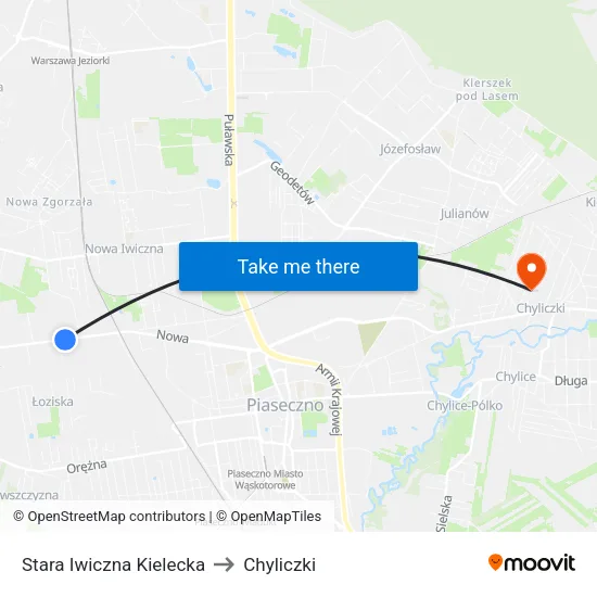 Stara Iwiczna Kielecka to Chyliczki map