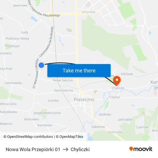 Nowa Wola Przepiórki to Chyliczki map