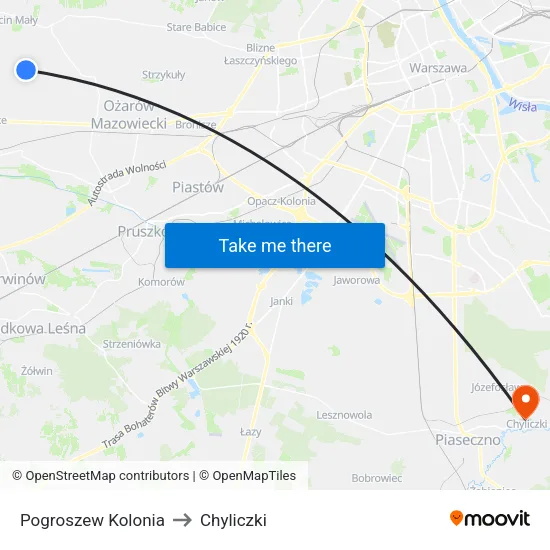 Pogroszew Kolonia to Chyliczki map