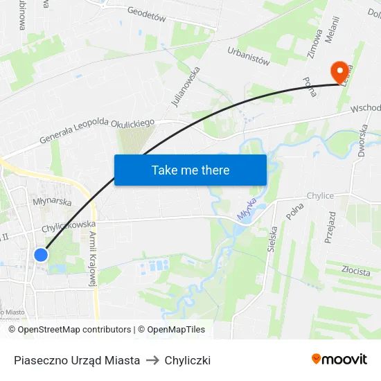 Piaseczno Urząd Miasta to Chyliczki map