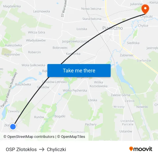 OSP Złotokłos to Chyliczki map
