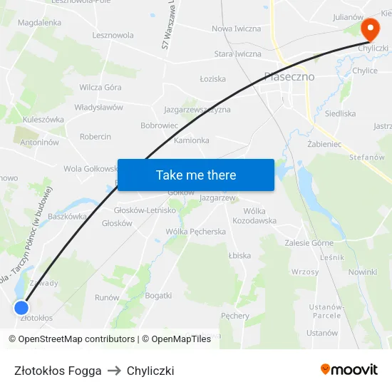 Złotokłos Fogga to Chyliczki map