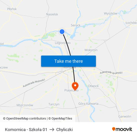 Komornica - Szkoła 01 to Chyliczki map