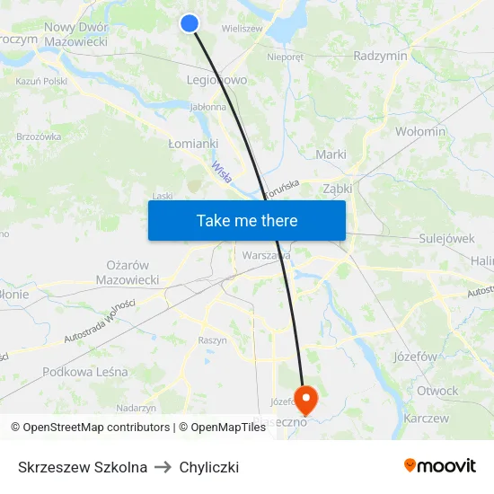 Skrzeszew Szkolna to Chyliczki map