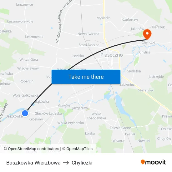 Baszkówka Wierzbowa to Chyliczki map