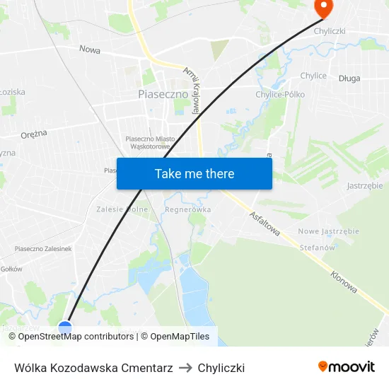 Wólka Kozodawska Cmentarz to Chyliczki map