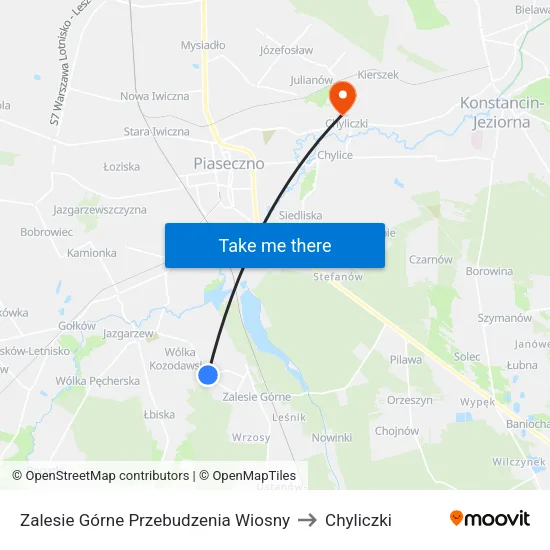 Zalesie Górne Przebudzenia Wiosny to Chyliczki map