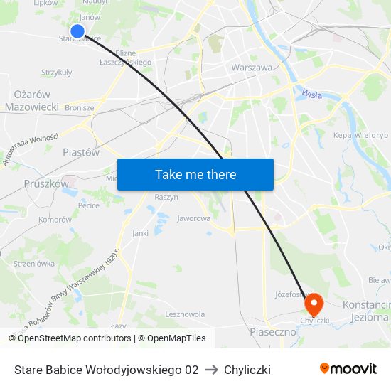 Stare Babice Wołodyjowskiego 02 to Chyliczki map