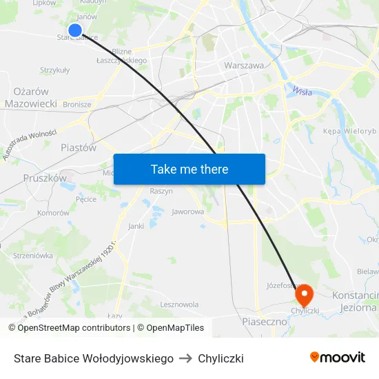 Stare Babice Wołodyjowskiego to Chyliczki map