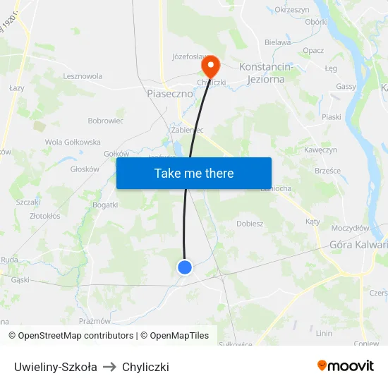 Uwieliny - Szkoła to Chyliczki map