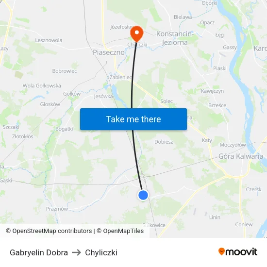 Gabryelin Dobra to Chyliczki map