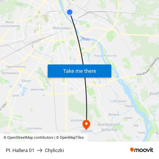 Pl. Hallera 01 to Chyliczki map