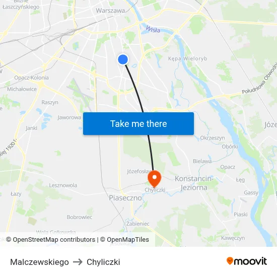 Malczewskiego to Chyliczki map
