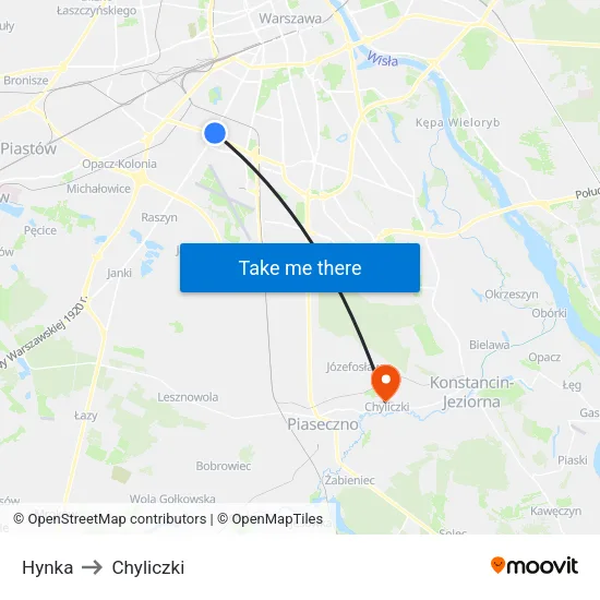 Hynka to Chyliczki map