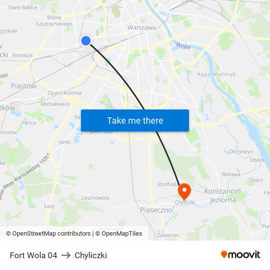 Fort Wola 04 to Chyliczki map