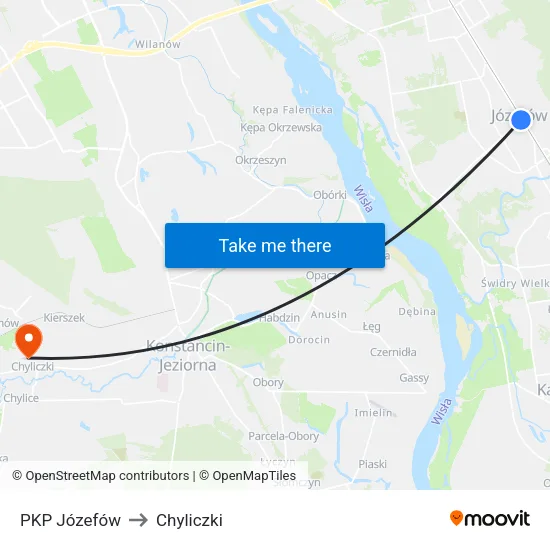 PKP Józefów to Chyliczki map