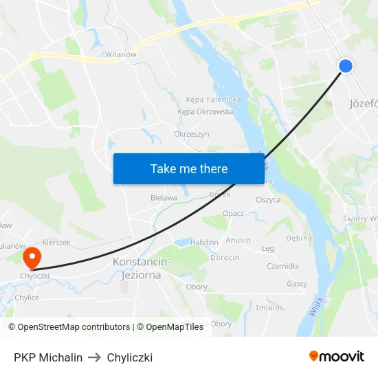 PKP Michalin to Chyliczki map