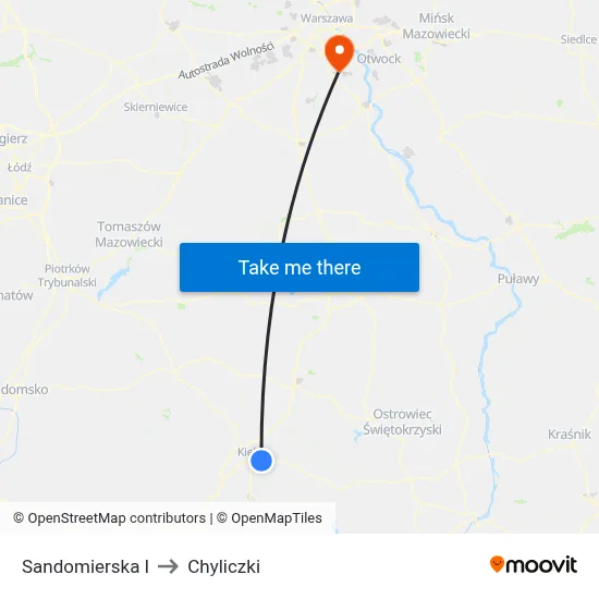 Sandomierska I to Chyliczki map