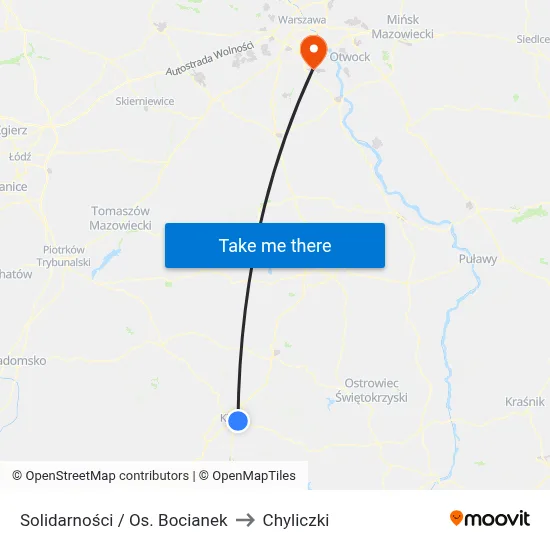 Solidarności / Os. Bocianek to Chyliczki map